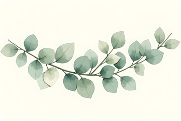 Obraz premium illustration green eucalyptus leaves isolated on white background. tender spring leaves