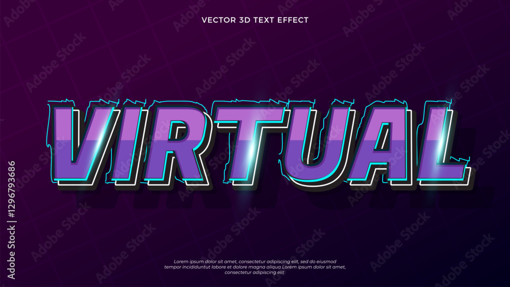 Poster editable vector virtual text effect with modern style design