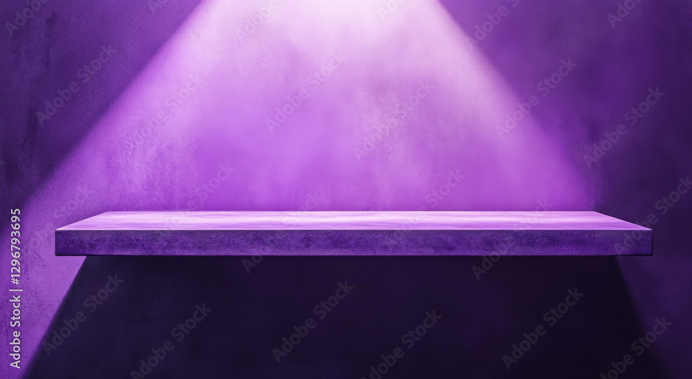 Aufkleber a simple purple background sets the stage for a floating shelf bathed in soft, focused lighting. thi