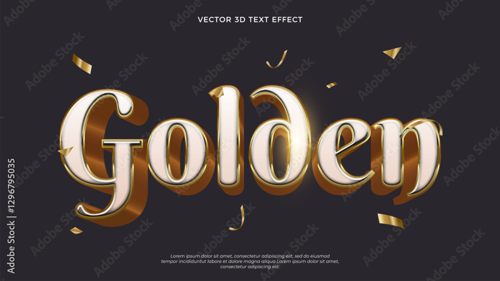 Poster golden vector text effect with gold texture on dark background