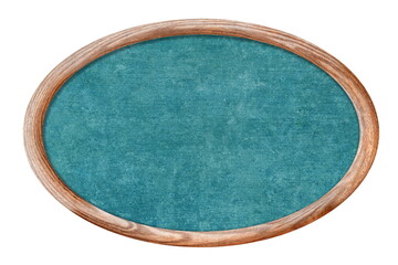 oval wooden frame with green texture isolated on white