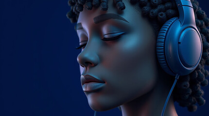 young woman with headphones