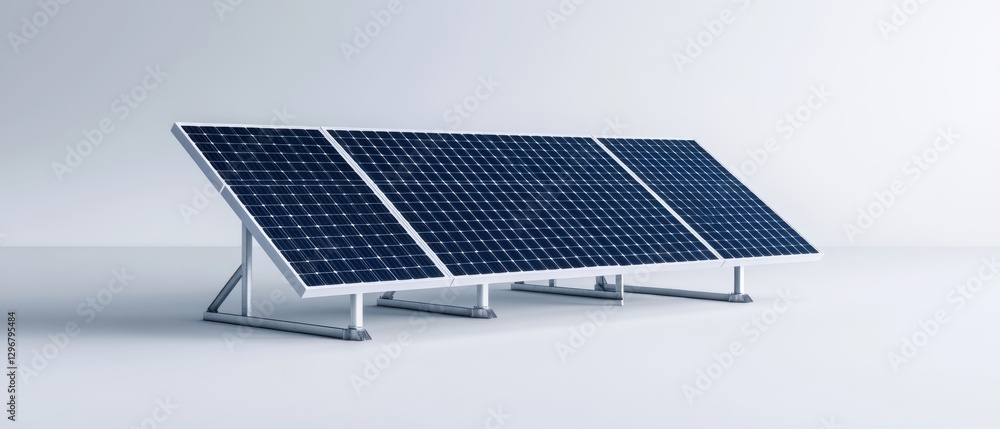 Aufkleber solar panel array in minimalist studio setting with clean background for sustainable energy solution