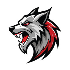 abstract logo of a roaring wolf vector art white background