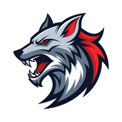 abstract logo of a roaring wolf vector art white background