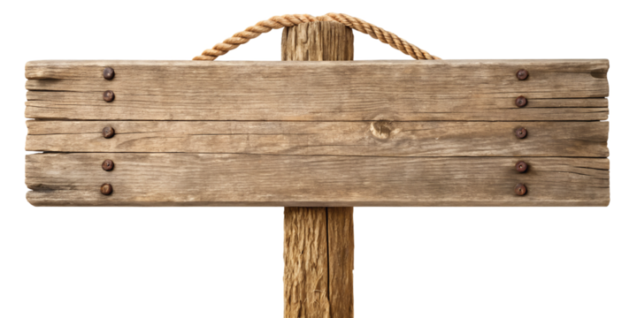 Rustic Wooden Signpost on Transparent for Vintage and Nature-Inspired Decor, PNG Transparent