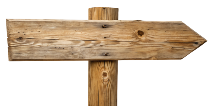 Rustic Wooden Signpost on Transparent for Natural Outdoor Directional Decor, PNG Transparent