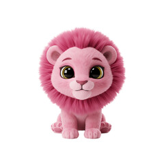 Fototapeta premium Cute pink lion 3D element for compositions