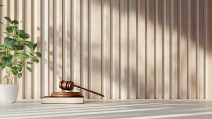 Obraz premium Gavel Resting on Book in Elegant Setting for Legal Concepts