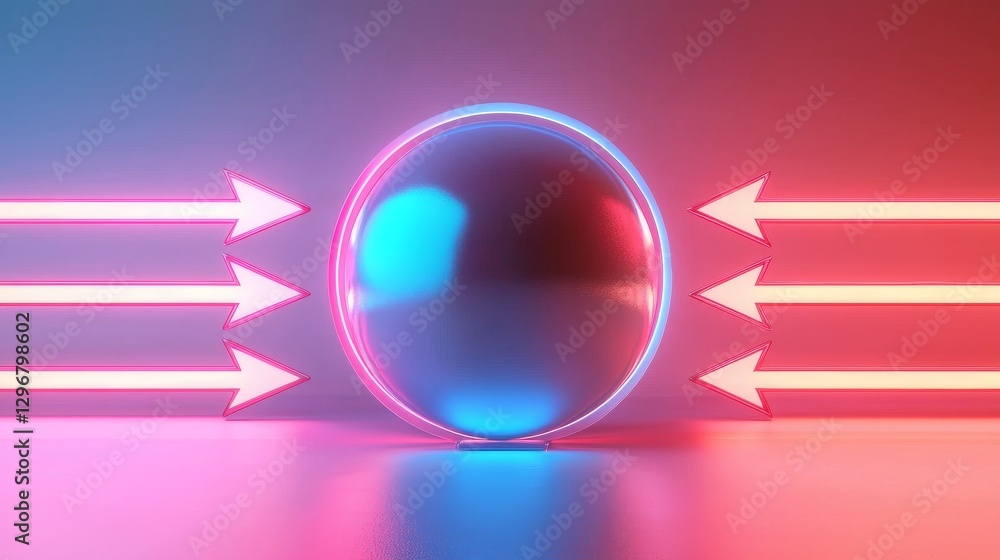 Poster dynamic light reflections abstract studio 3d visualization neon environment close-up view optical ph