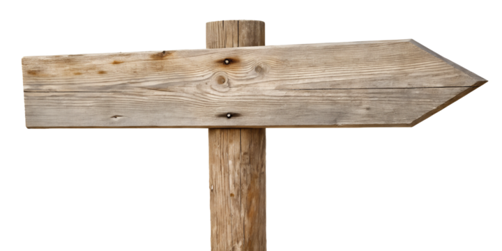 Rustic Wooden Signpost on Transparent for Charming Garden or Trail Signage, PNG Transparent