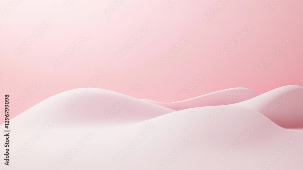 Poster abstract background with smooth, rolling forms against a pale pink backdrop, creating a serene scene