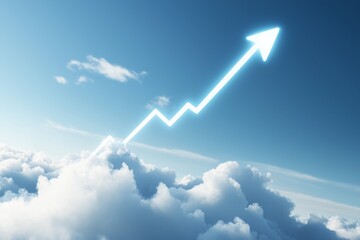 Business growth strategy sky digital graphic cloud environment upward viewpoint success concept