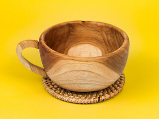 A simple wooden cup. Nature concept