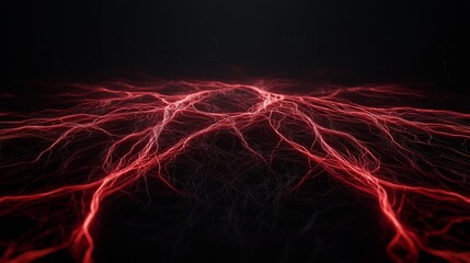 Luminous digital circuit patterns inspire abstract data visualization in dark environments