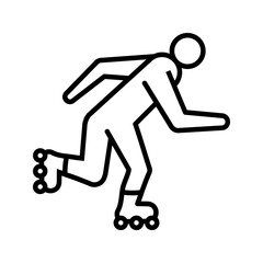 Simple black and white roller skating icon featuring a sleek boot design