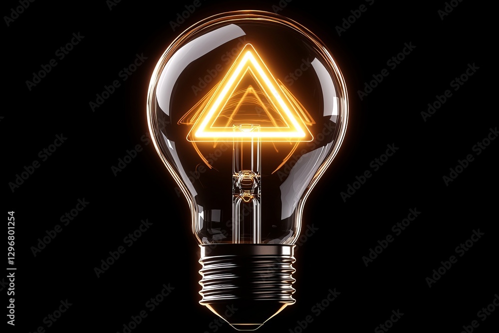 Poster illuminating ideas light bulb with triangle design studio setting digital art black background creat
