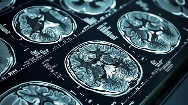 Ultrasound image of the human brain displaying detailed structures, used for medical diagnosis, neurology, and healthcare evaluation