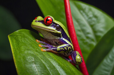 red eyed tree frog on a leaf