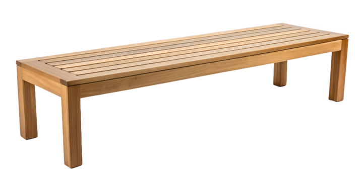Modern Wooden Bench on Transparent for Minimalist and Stylish Furniture, PNG Transparent
