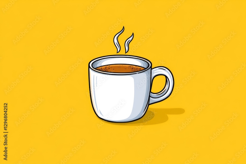 Aufkleber a pixel art representation of a steaming cup of coffee with animated rising steam