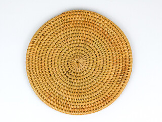 Rattan woven placemat - on white background