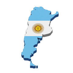 Argentinian Flag on Country Map Isolated On Transparent Background
