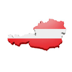 Fototapeta premium 3D Austria Country Shape With Flag Pattern Isolated PNG 