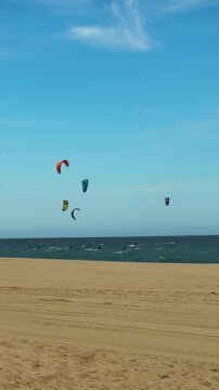 kite surfing on the beach
