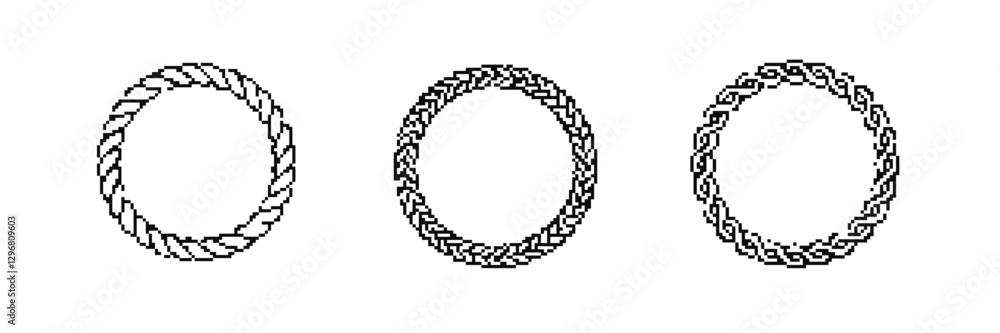 Poster three unique rope circles showcase distinct twisted patterns, each with a different thickness style.