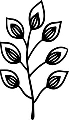 Line art hand drawn plant, floral design element