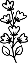 Line art hand drawn plant, floral design element