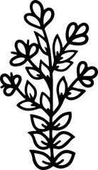 Line art hand drawn plant, floral design element