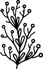 Line art hand drawn plant, floral design element