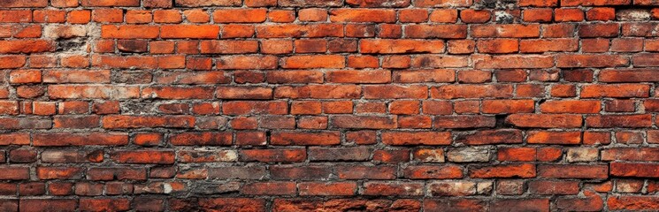 Fototapeta premium This is a detailed closeup view of a red brick wall surface