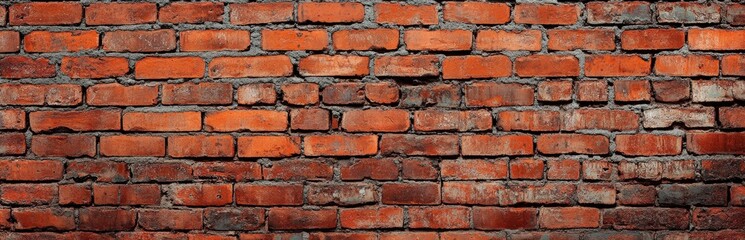 Obraz premium This is a detailed closeup view of a red brick wall surface