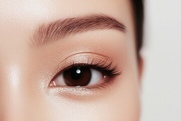 Naklejka premium Captivating close-up of woman's eye showcasing natural beauty an
