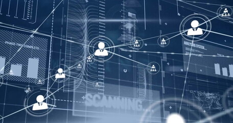 Image of network of connections over data processing