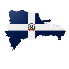 Fototapeta premium 3D Map of Dominican Republic with National Flag Colors On Transparent Background 