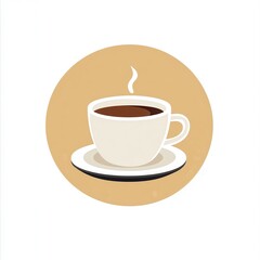 Obraz premium Steaming cup of coffee illustration on beige background.