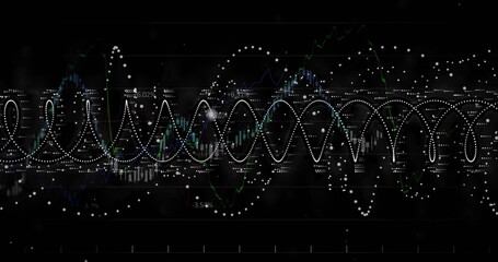 Obraz premium Image of digital data processing over dark background