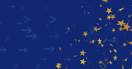 Fototapeta premium Image of stars over blue background