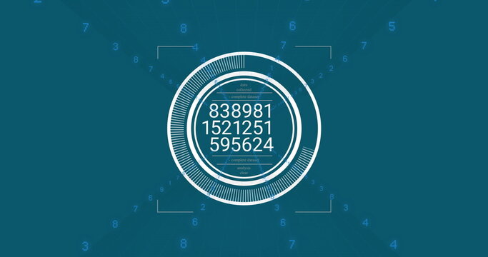 Image of scope scanning and data processing over blue background