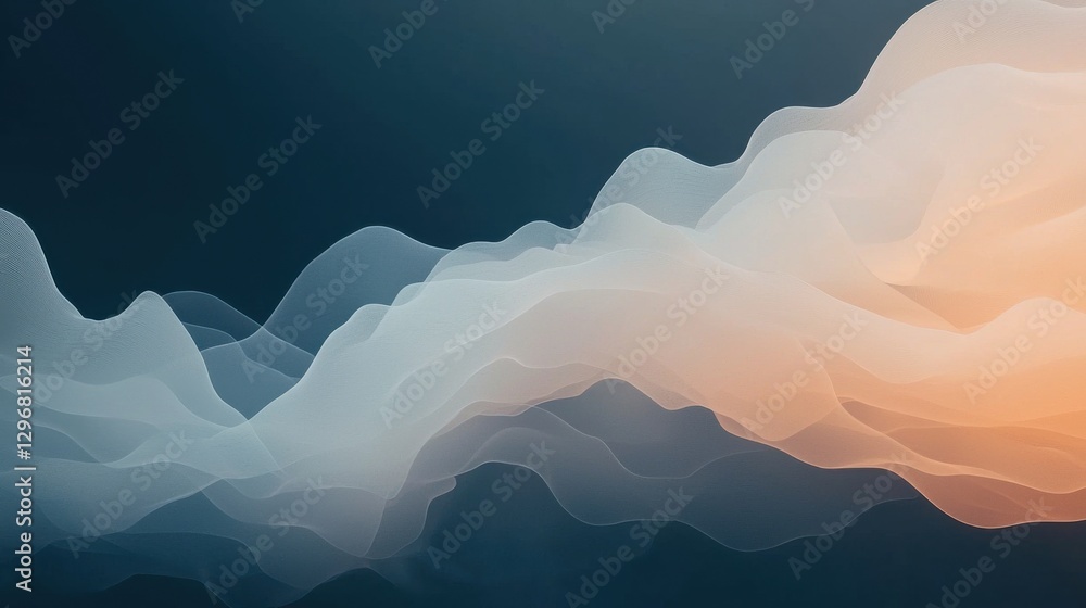 Poster flowing abstract waves digital art soft colors tranquil environment aesthetic viewpoint conceptual d