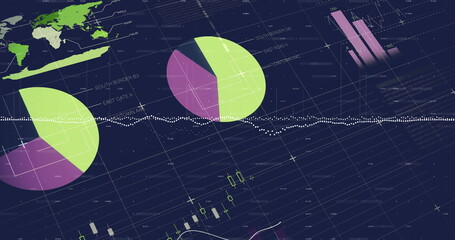 Image of financial data processing over dark background