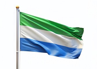 Sierra Leone Flag, High-Resolution, Sharp Focus, PNG, Isolated Background