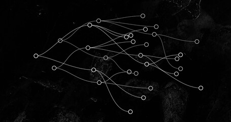 Image of connections with spots over black background