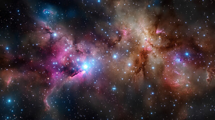 Fototapeta premium Breathtaking cosmic scene of a dense galaxy with shimmering stars swirling stardust and rich teal blue and violet tones 