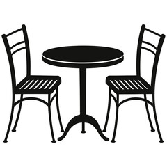 cafe table with chairs silhouette vector illustration