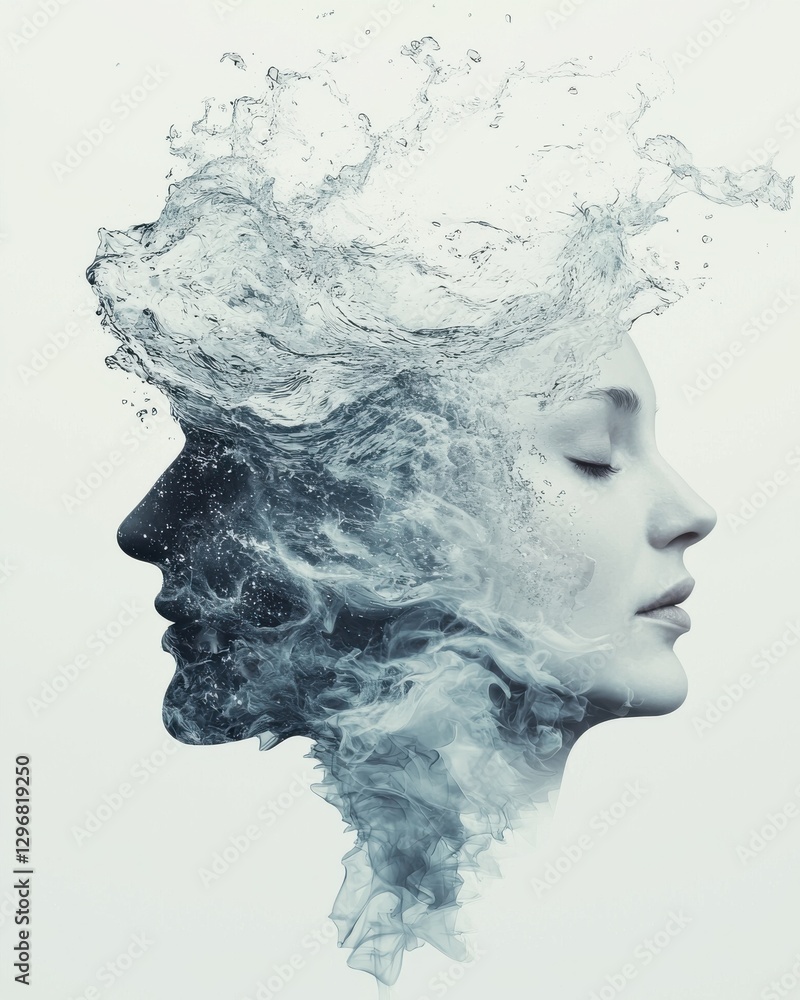Poster fluid identity exploring concepts of emotion and self in abstract water art